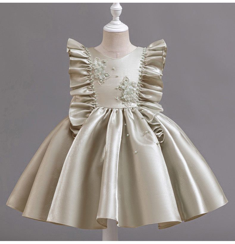 Vestido De Festa Luxo Florzinhas com Pérolas