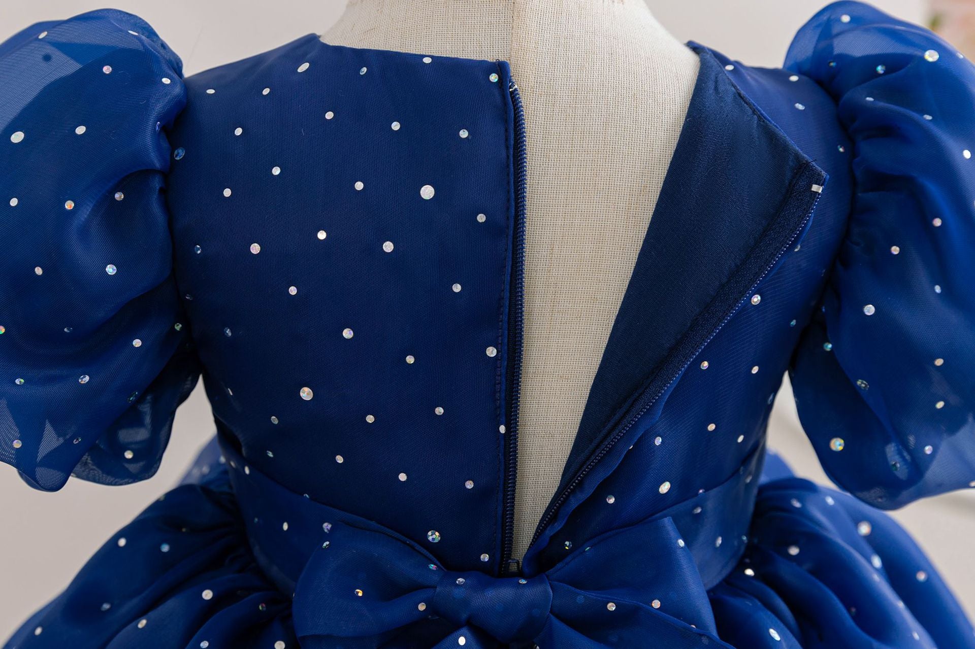 Vestido Infantil Festa Azul Bolinhas