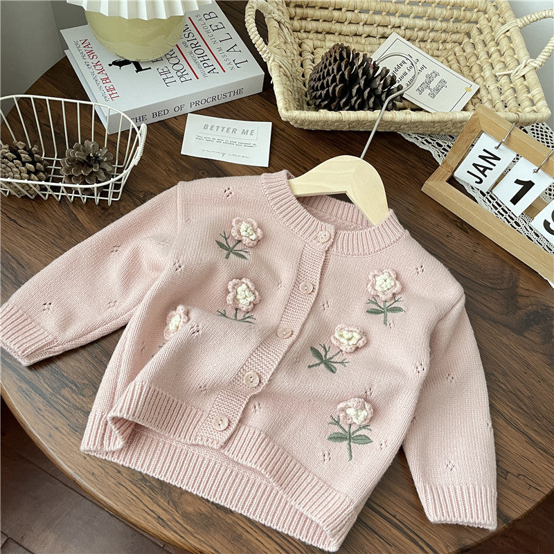 Cardigan Infantil Tricô Florzinhas