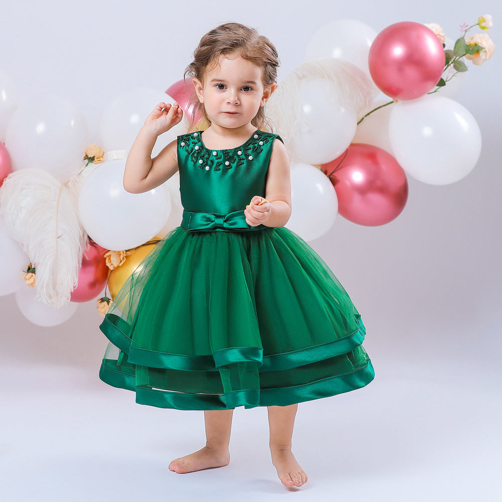 Vestido Infantil De Festa Pedras e Lacinho