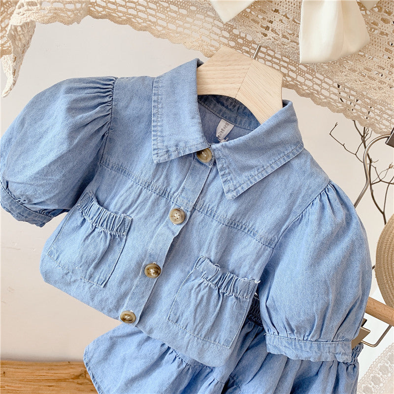 Conjunto Infantil Feminino Jeans Bolsinhos