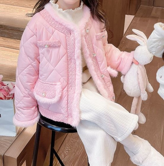 Jaqueta Infantil Feminina Puffer Tweed