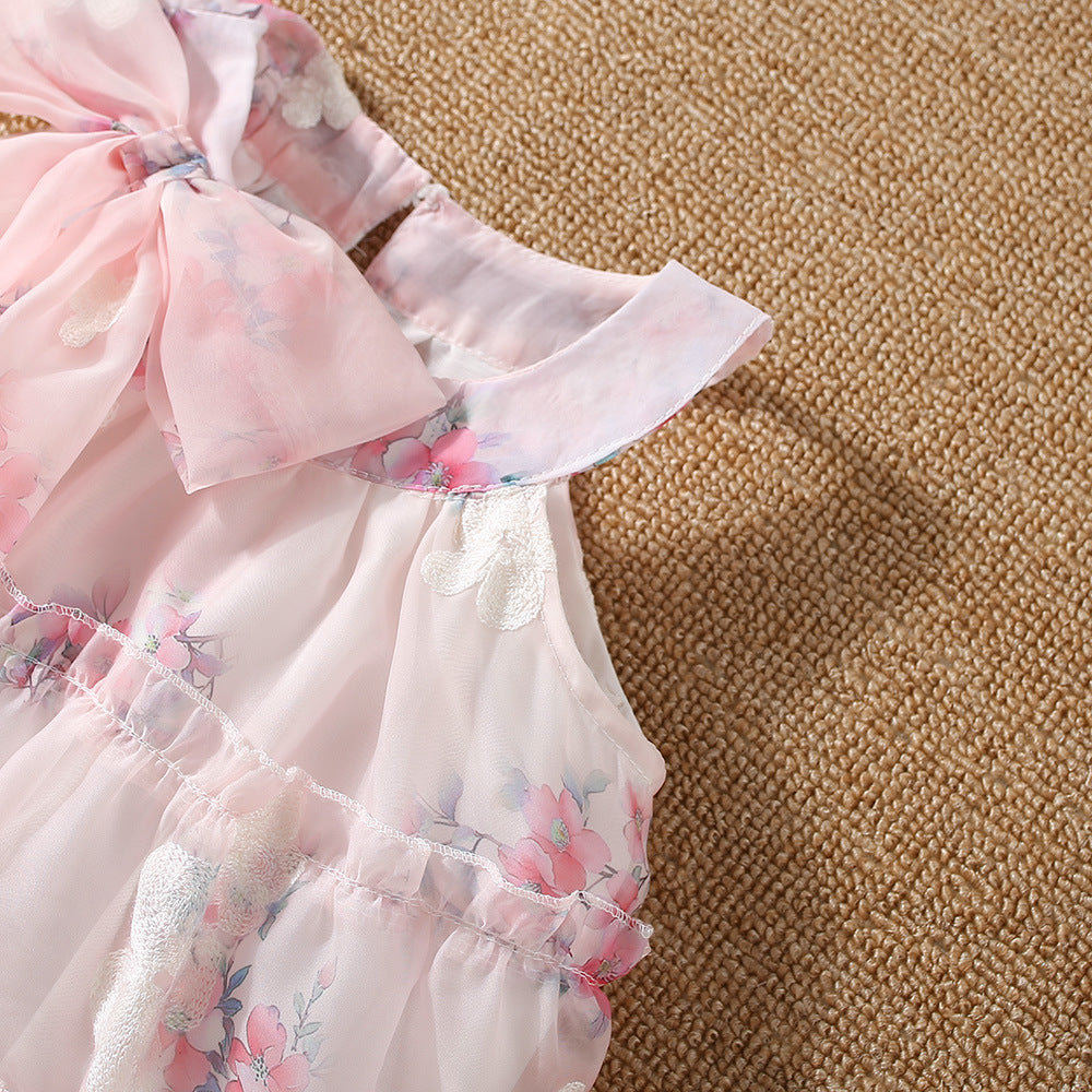 Vestido Infantil Floral Lacinho