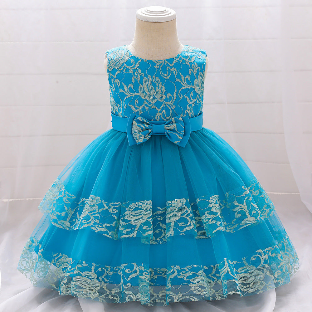 Vestido De Festa Infantil Renda Floral Lacinho