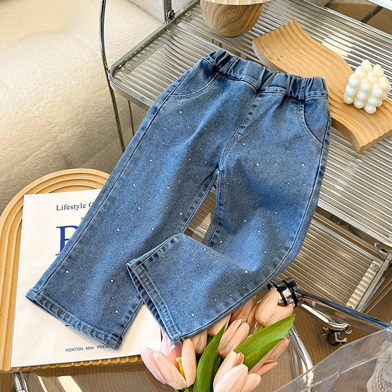 Calça Infantil Feminina Jeans Brilhante