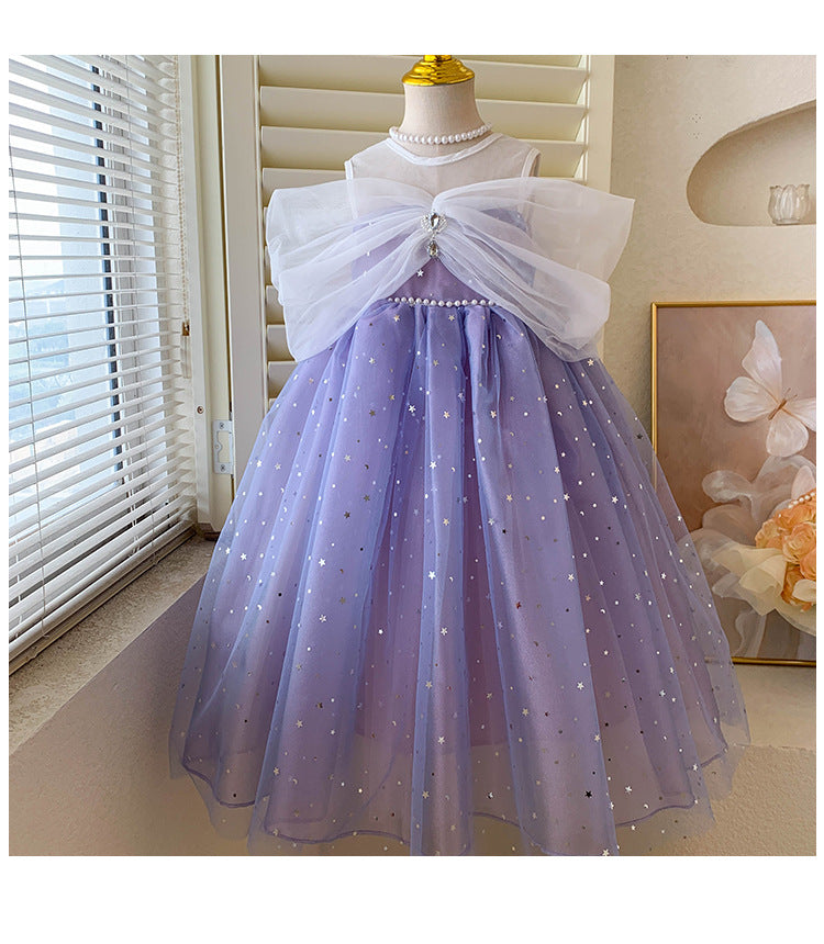 Vestido Infantil De Festa Brilhante Laço