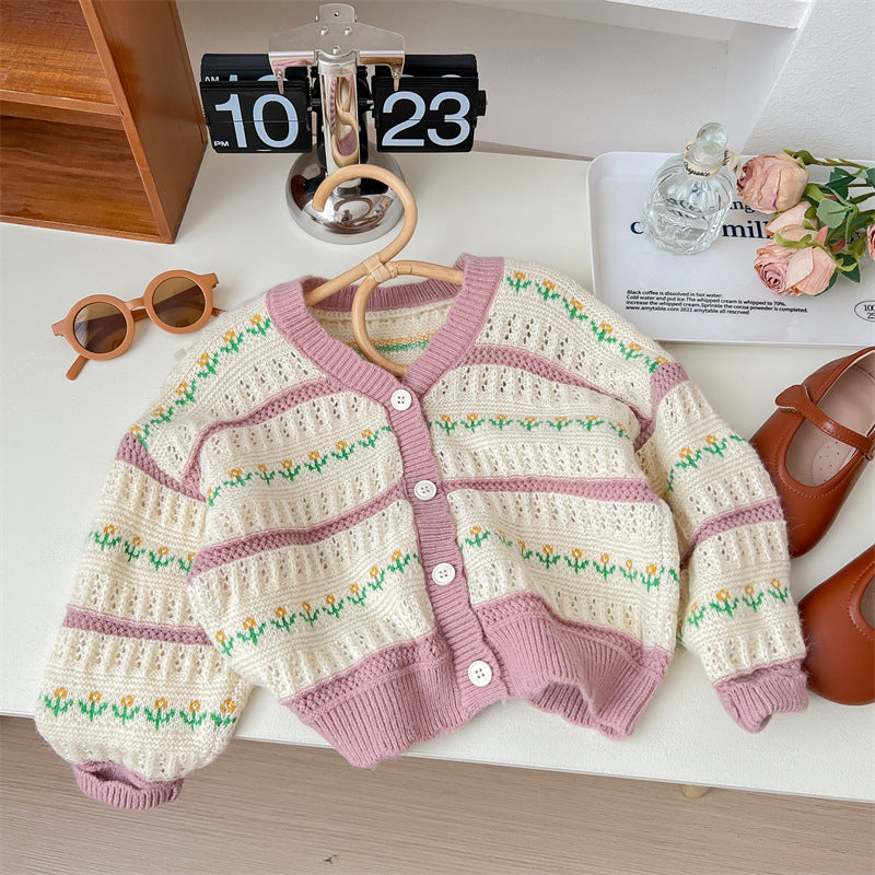 Cardigan Infantil Feminino Lístras Florzinhas