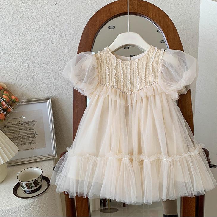 Vestido Infantil De Tule Pérolas