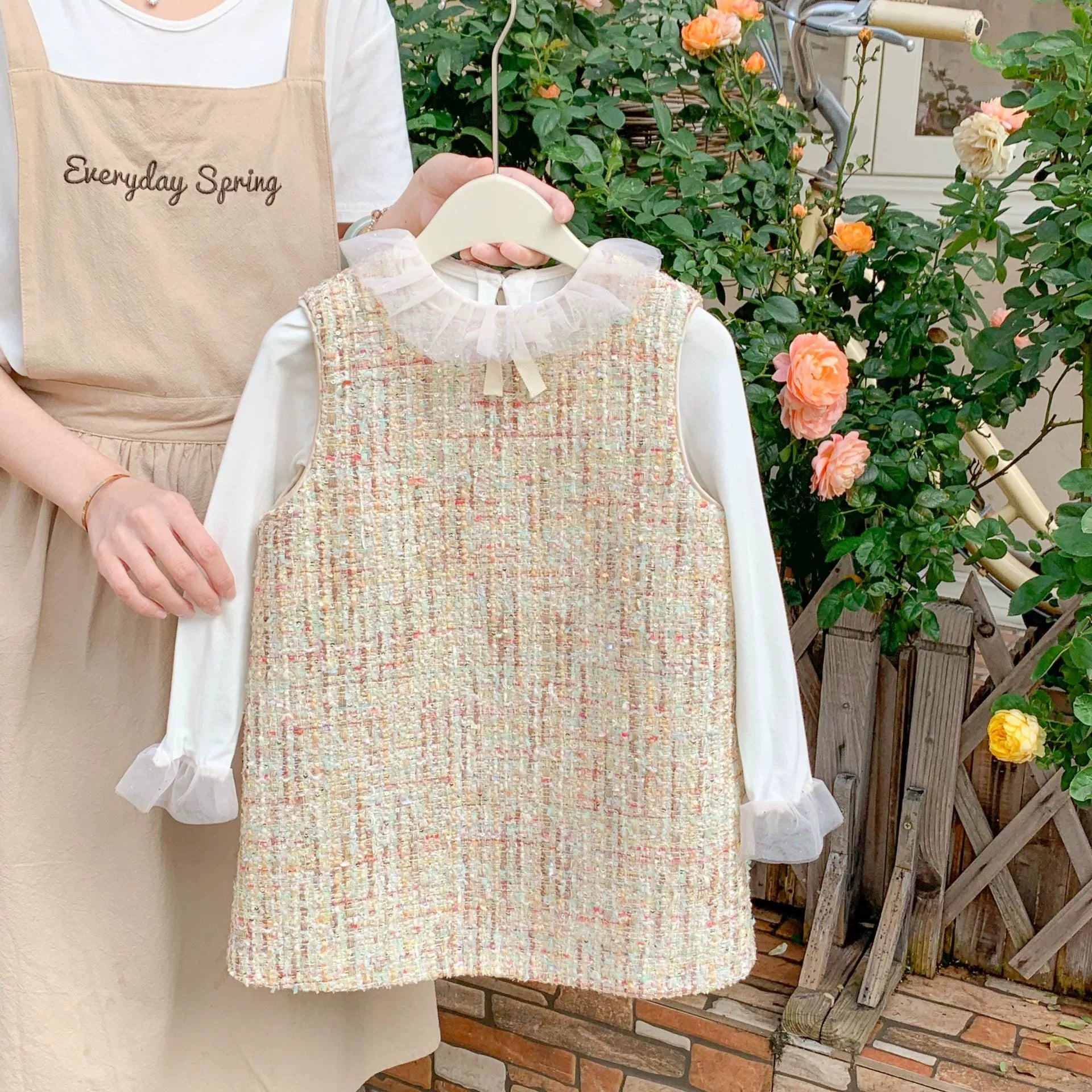 Vestido Infantil Tweed + Camisa