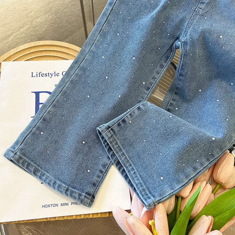 Calça Infantil Feminina Jeans Brilhante