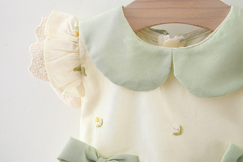 Vestido Infantil Com Flores e Lacinhos