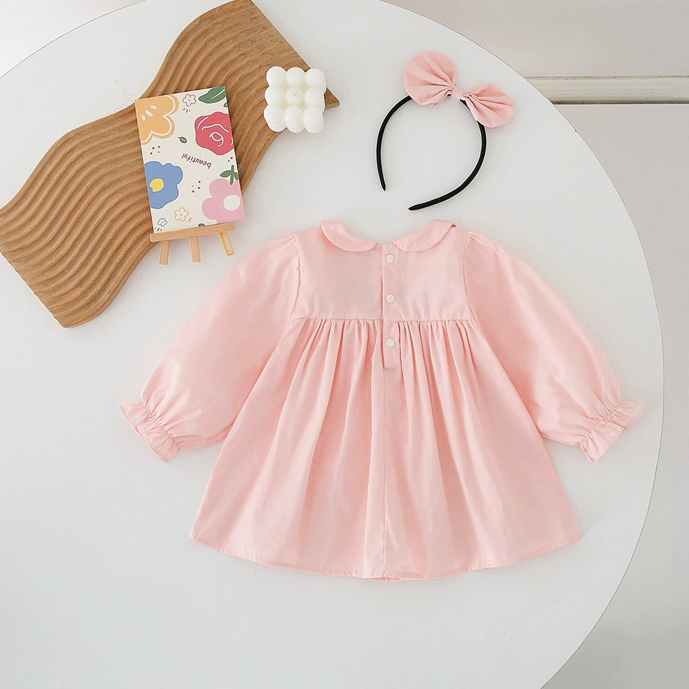 Vestido Infantil Rosa Bordadinho