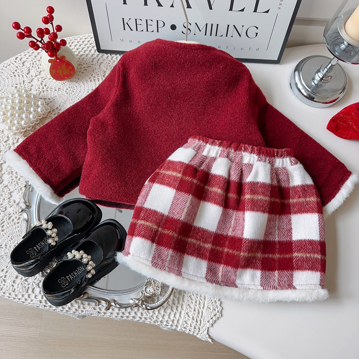 Conjunto Infantil Florzinha e Xadrez