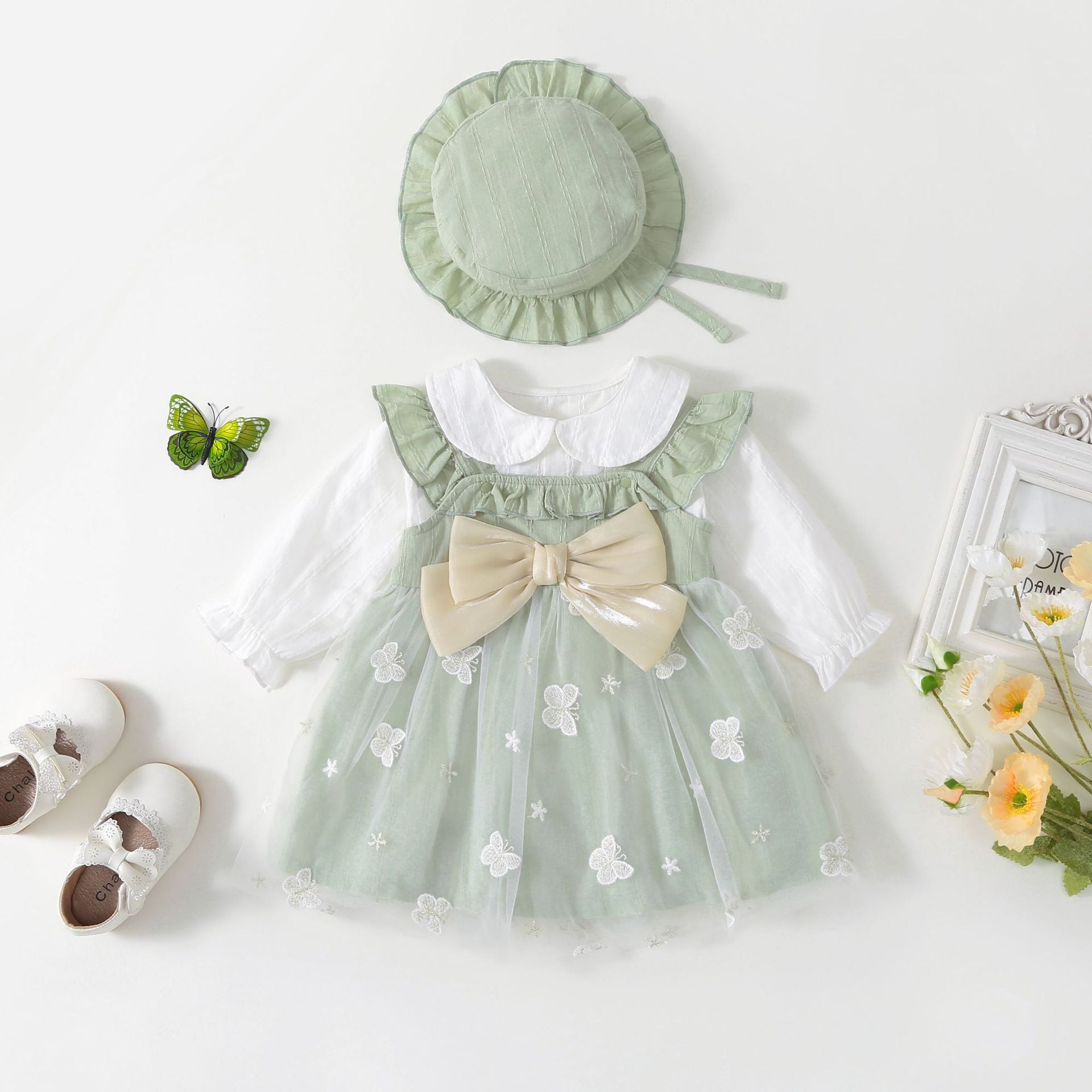 Vestido Infantil Borboletinhas + Chapéu