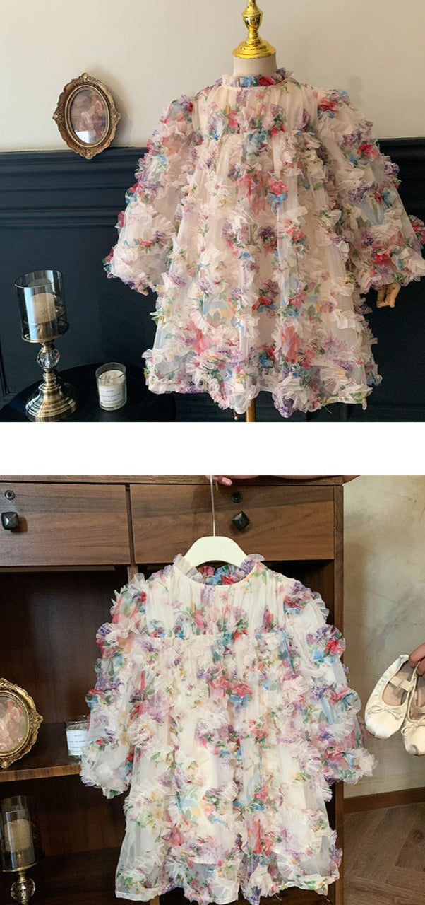 Vestido Infantil Tule Floral