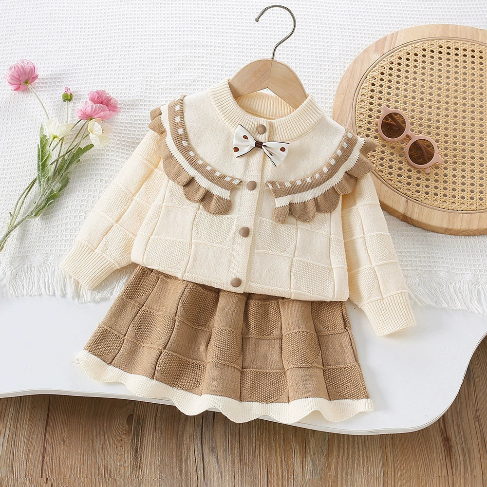 Conjunto Infantil Feminino Tricô Mussi Lacinho