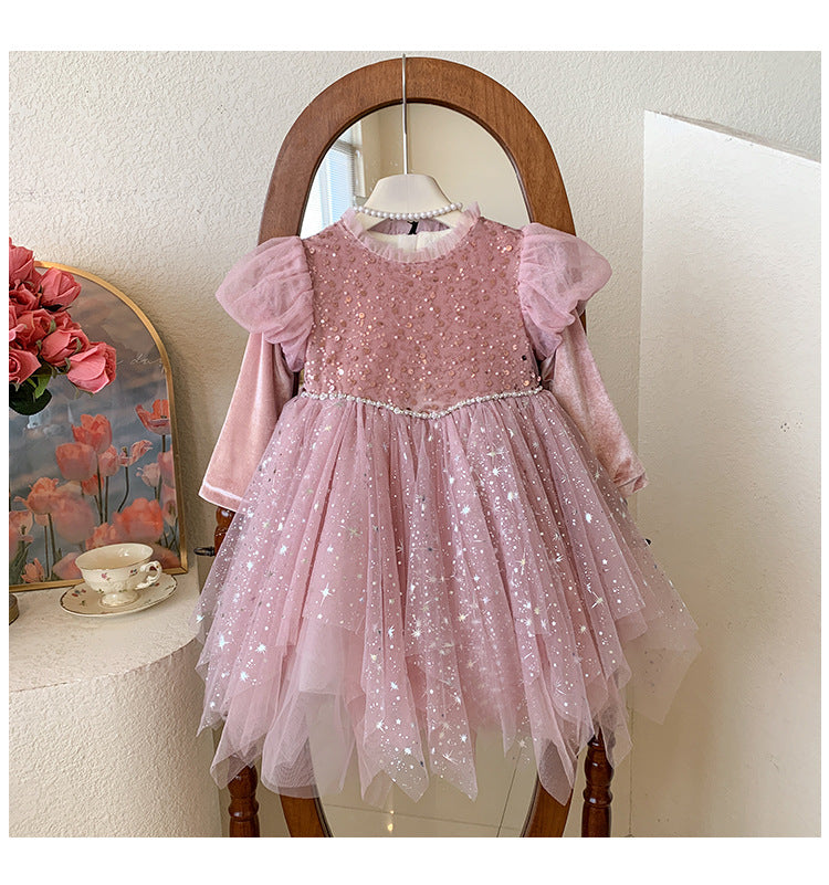 Vestido de Festa Infantil Rosa Brilhante