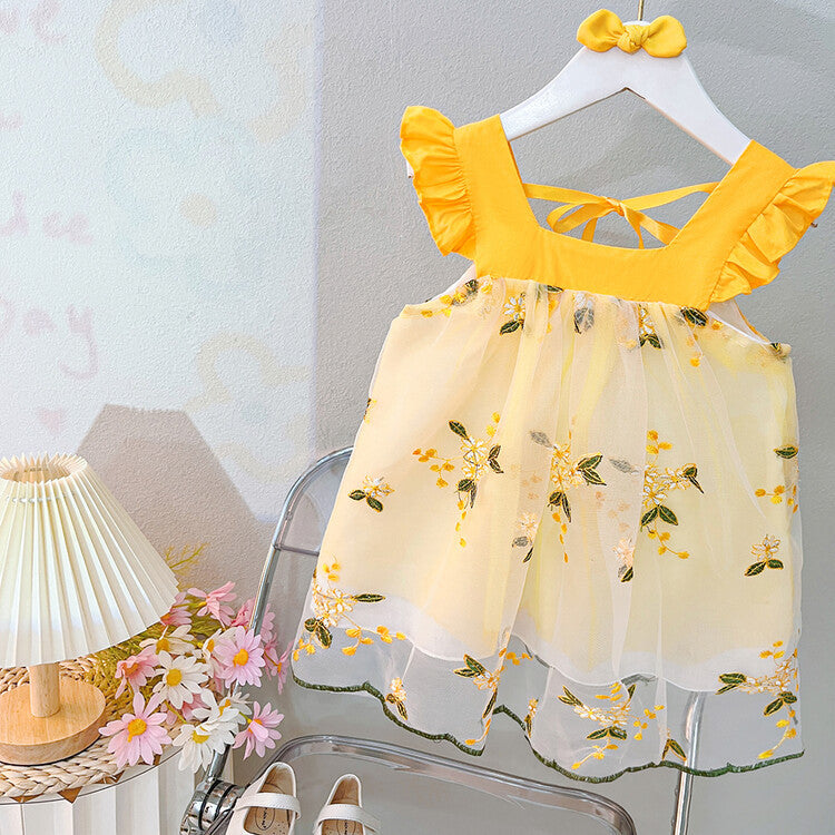 Vestido Infantil Floral Tule