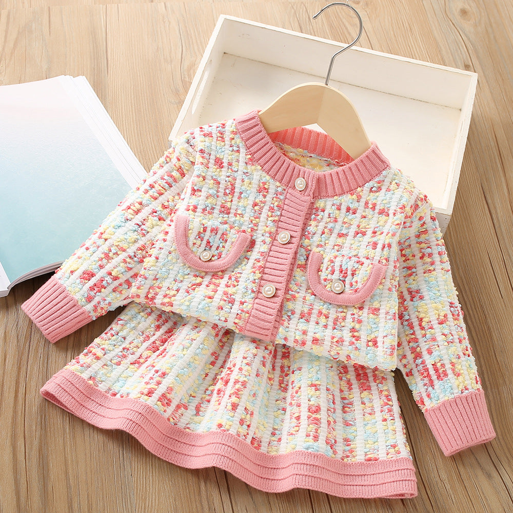 Conjunto Infantil Feminino Tweed Bolsinhos