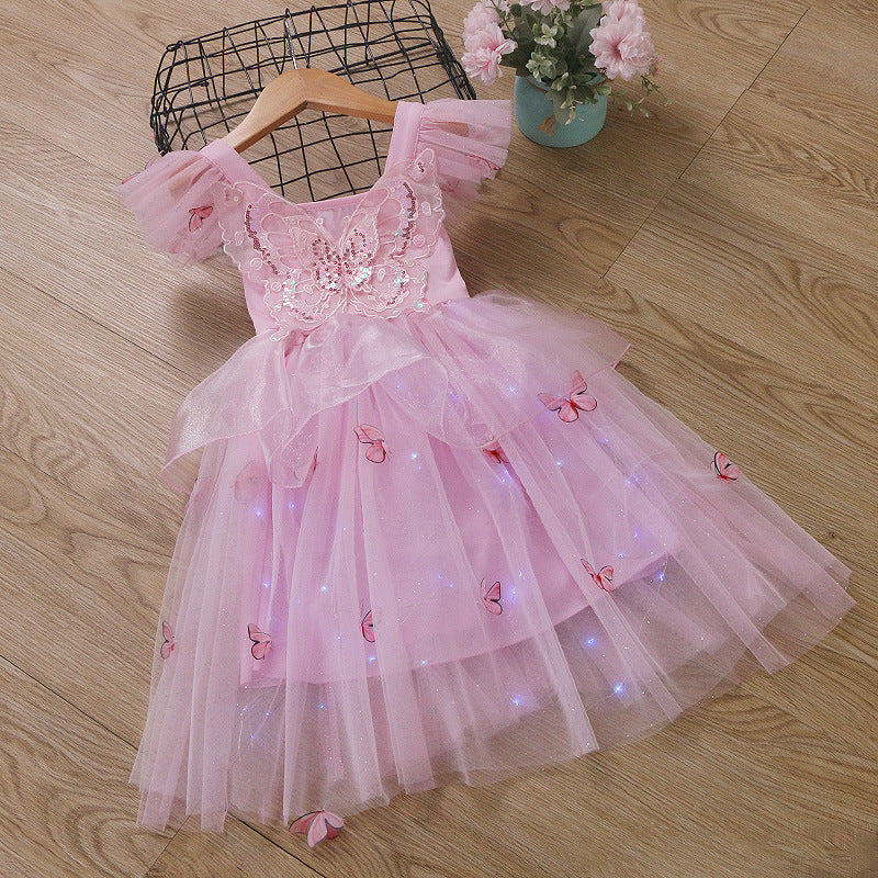 Vestido Infantil Borboletinhas Brilhante