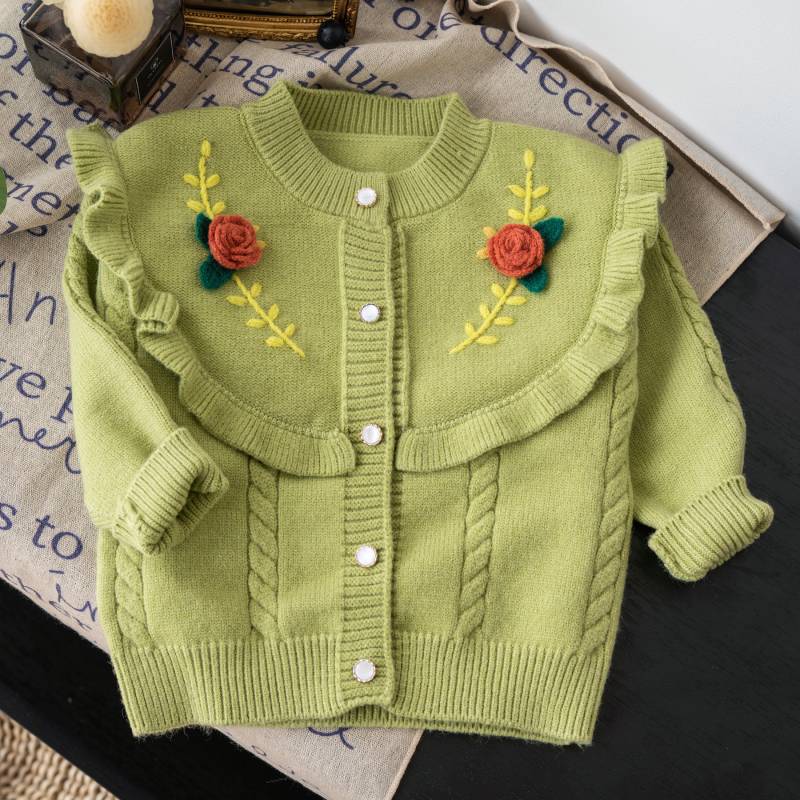 Cardigan Infantil Feminino Tricô Florzinhas