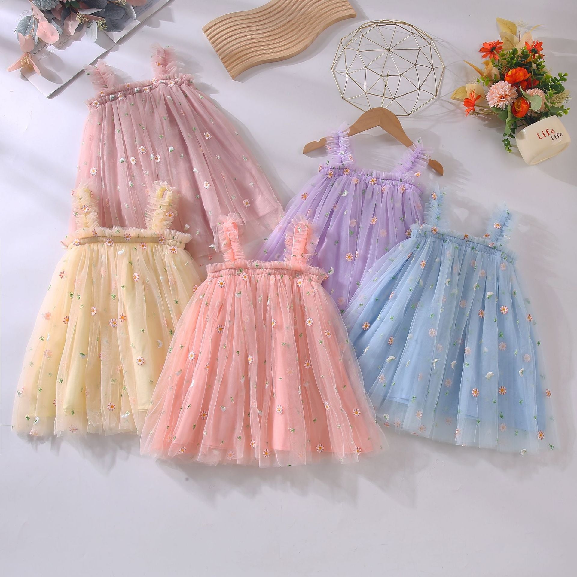 Vestido Infantil Tule Florzinhas