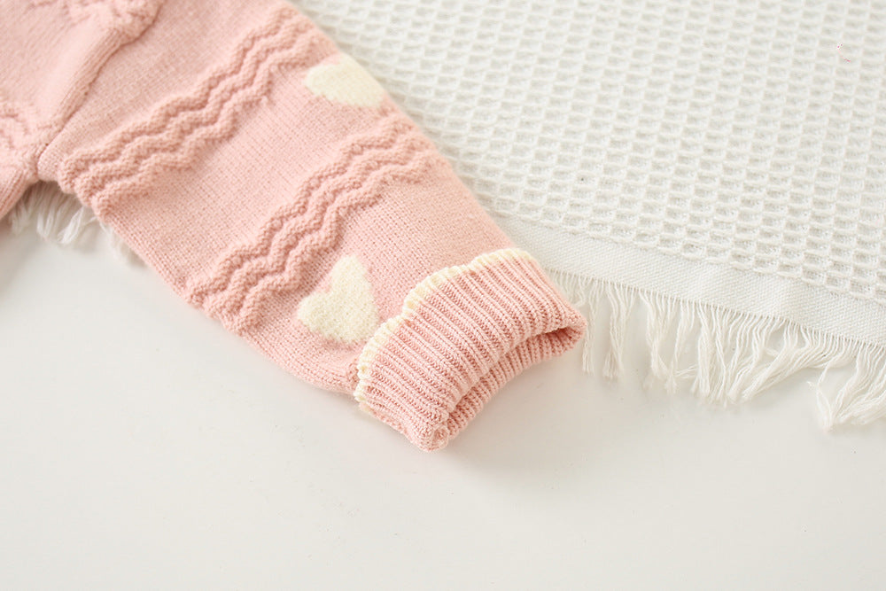 Conjunto Infantil Tricô Corações