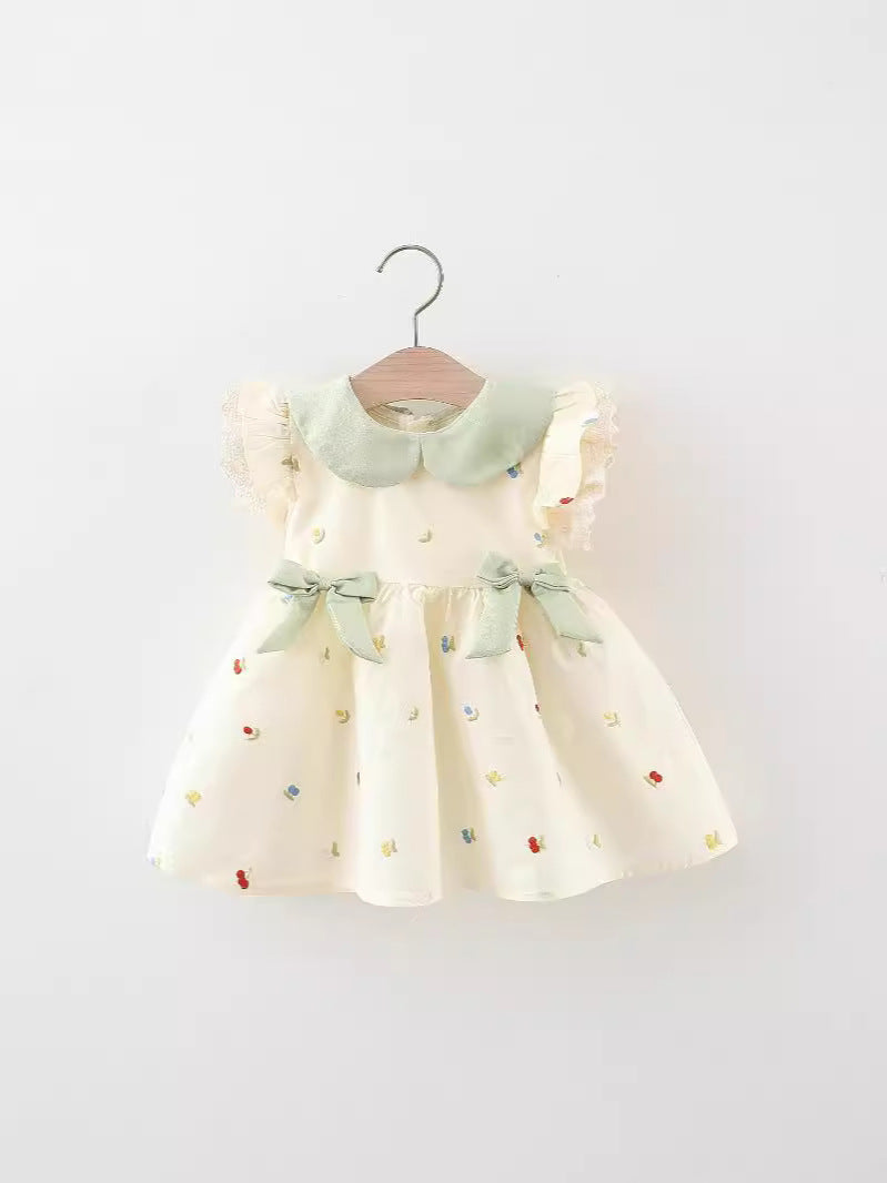 Vestido Infantil Com Flores e Lacinhos