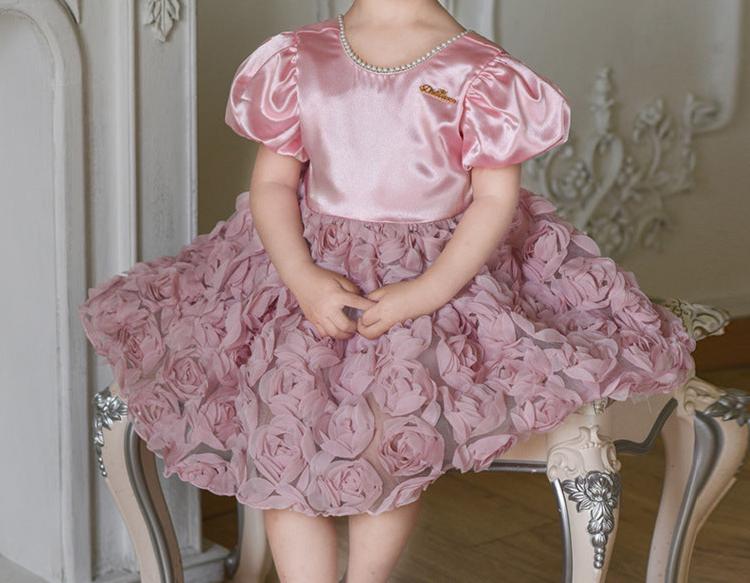 Vestido Infantil Rosa Flores