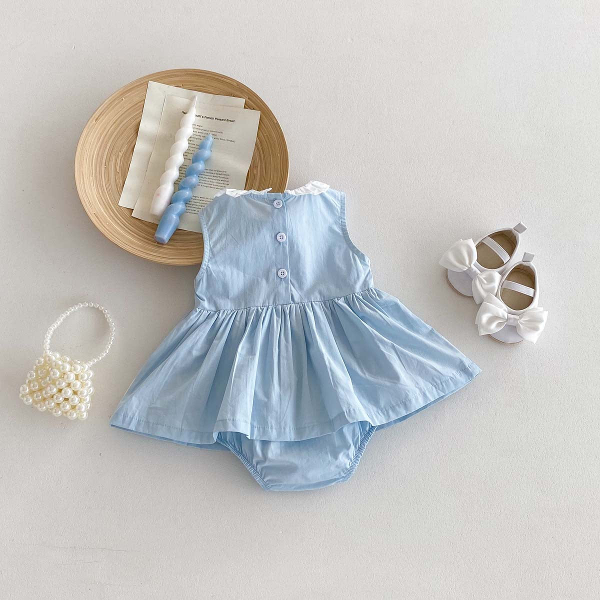 Vestido Infantil Azul Corações