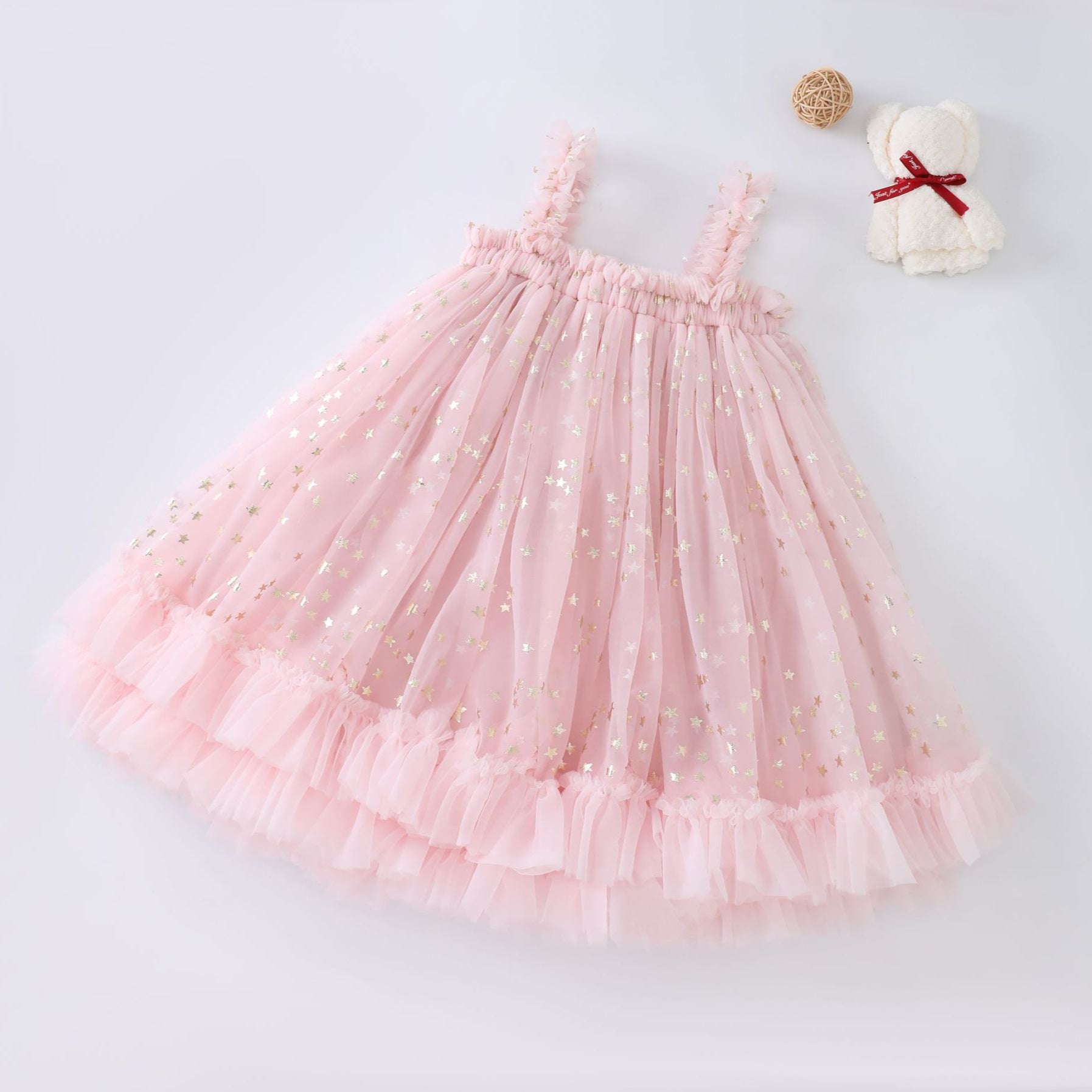 Vestido Infantil Tule Estrelinhas