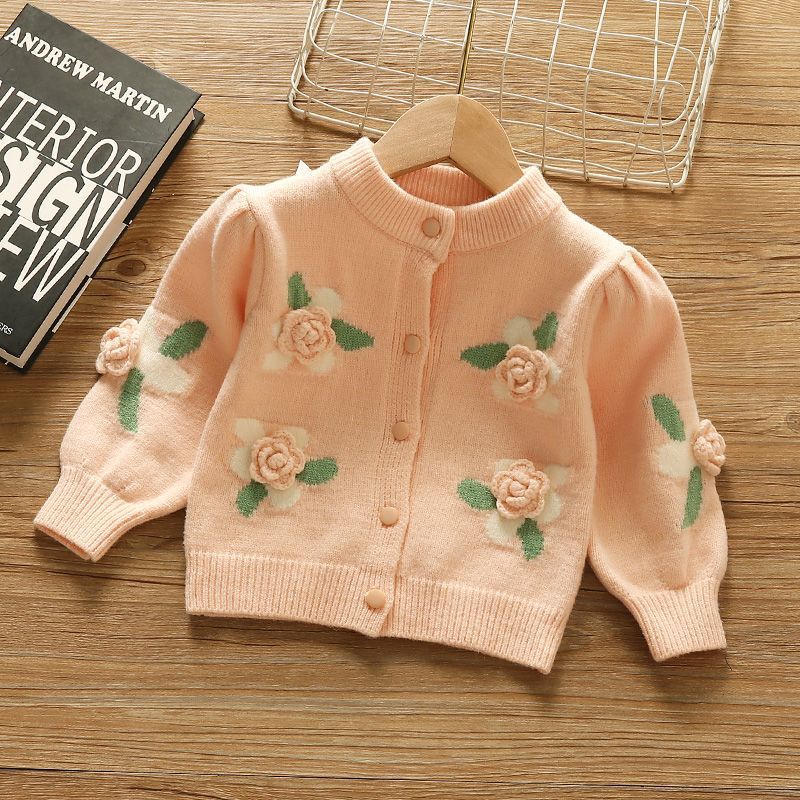 Cardigan Infantil Feminino Florzinhas 3D