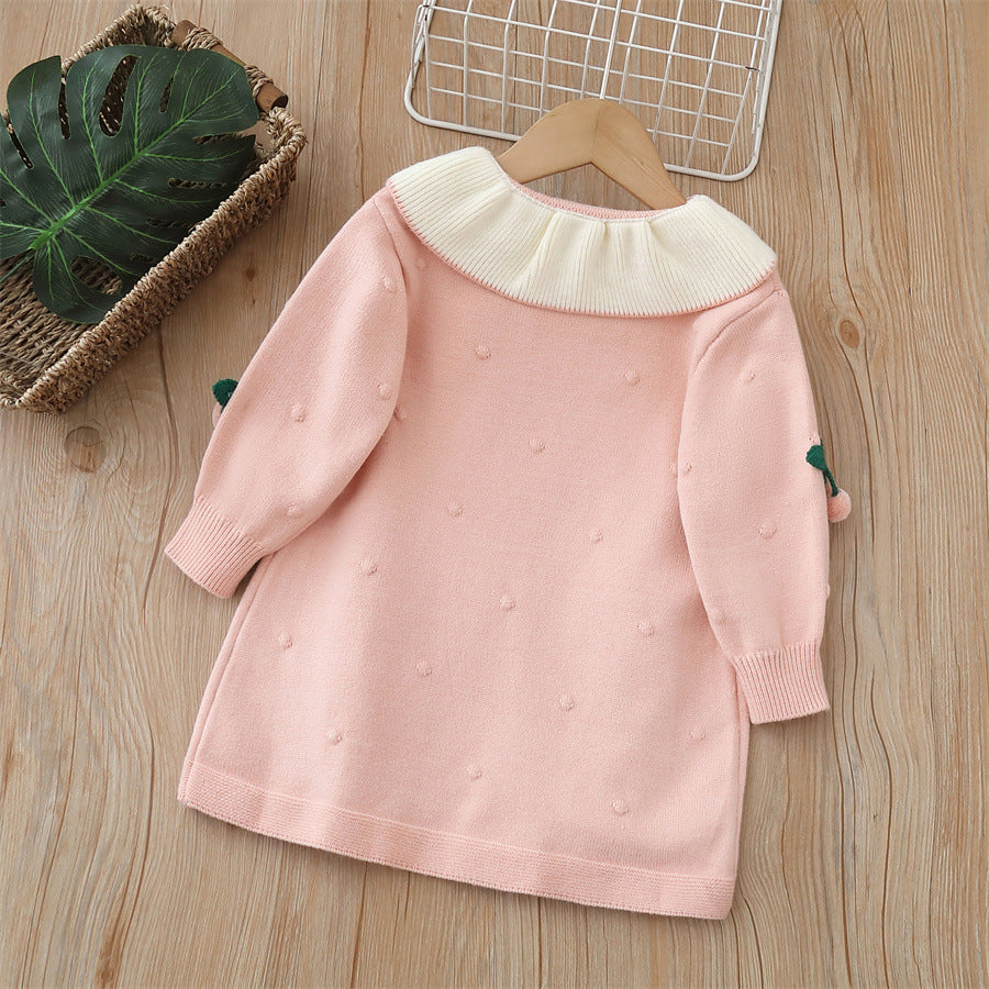 Vestido Infantil Inverno Cerejinhas