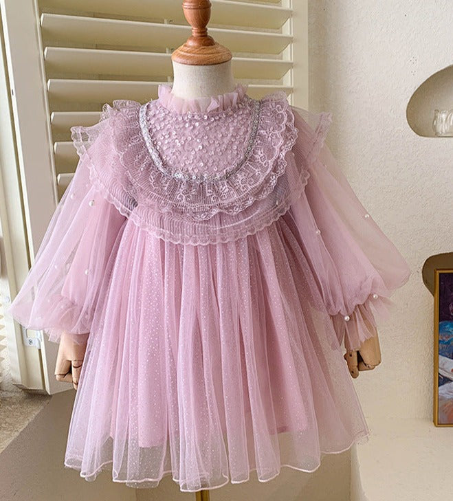 Vestido Infantil Tule Renda e Brilhos