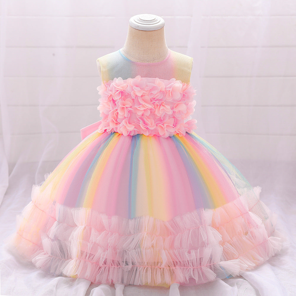 Vestido Infantil Tule Colors Florzinhas