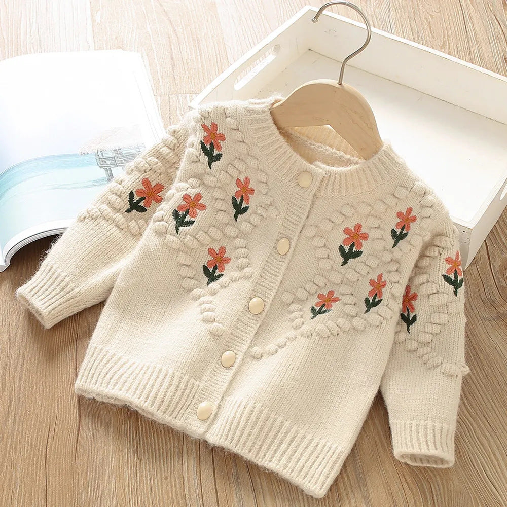 Cardigan Infantil Tricô Florzinhas