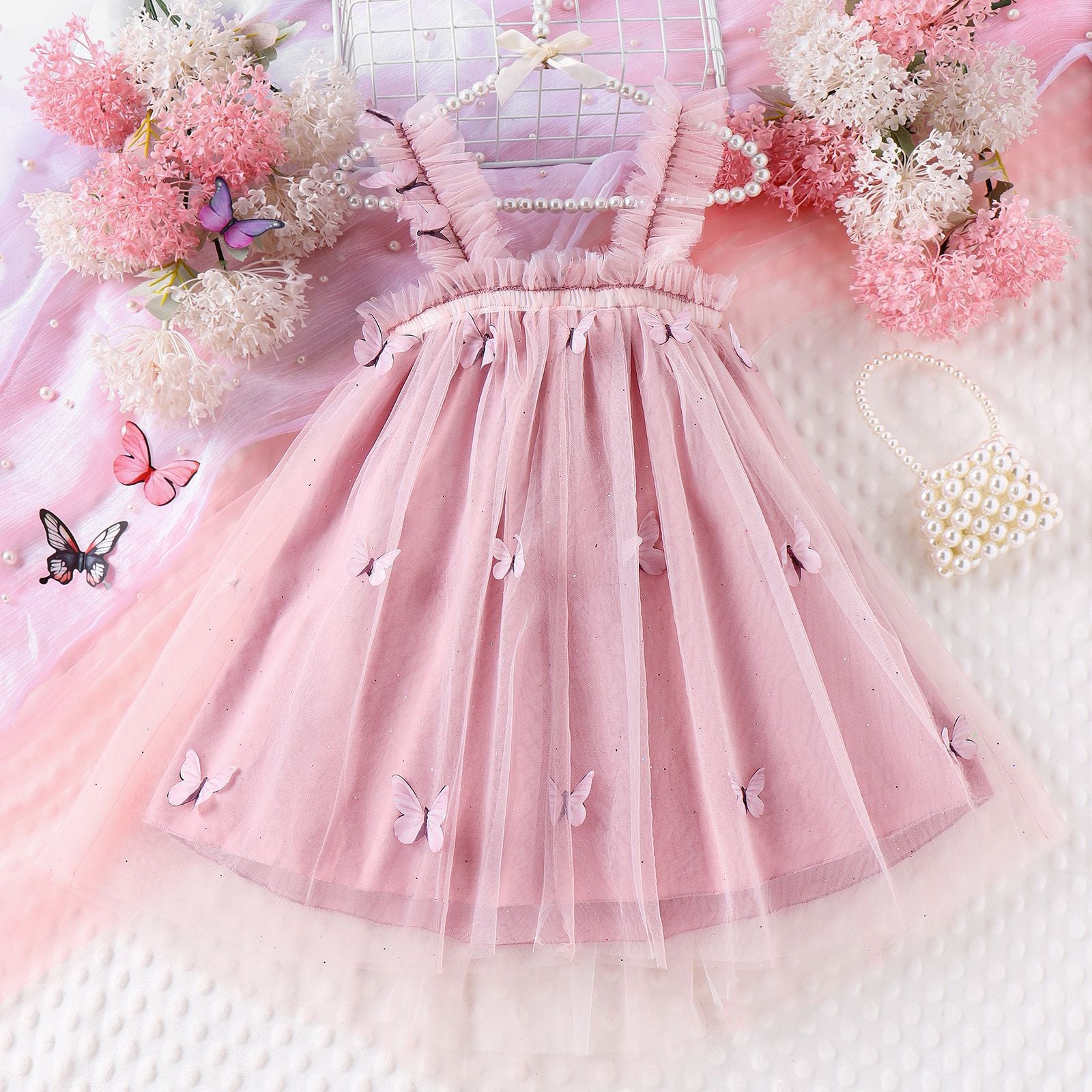 Vestido Infantil Rosa Borboletinhas