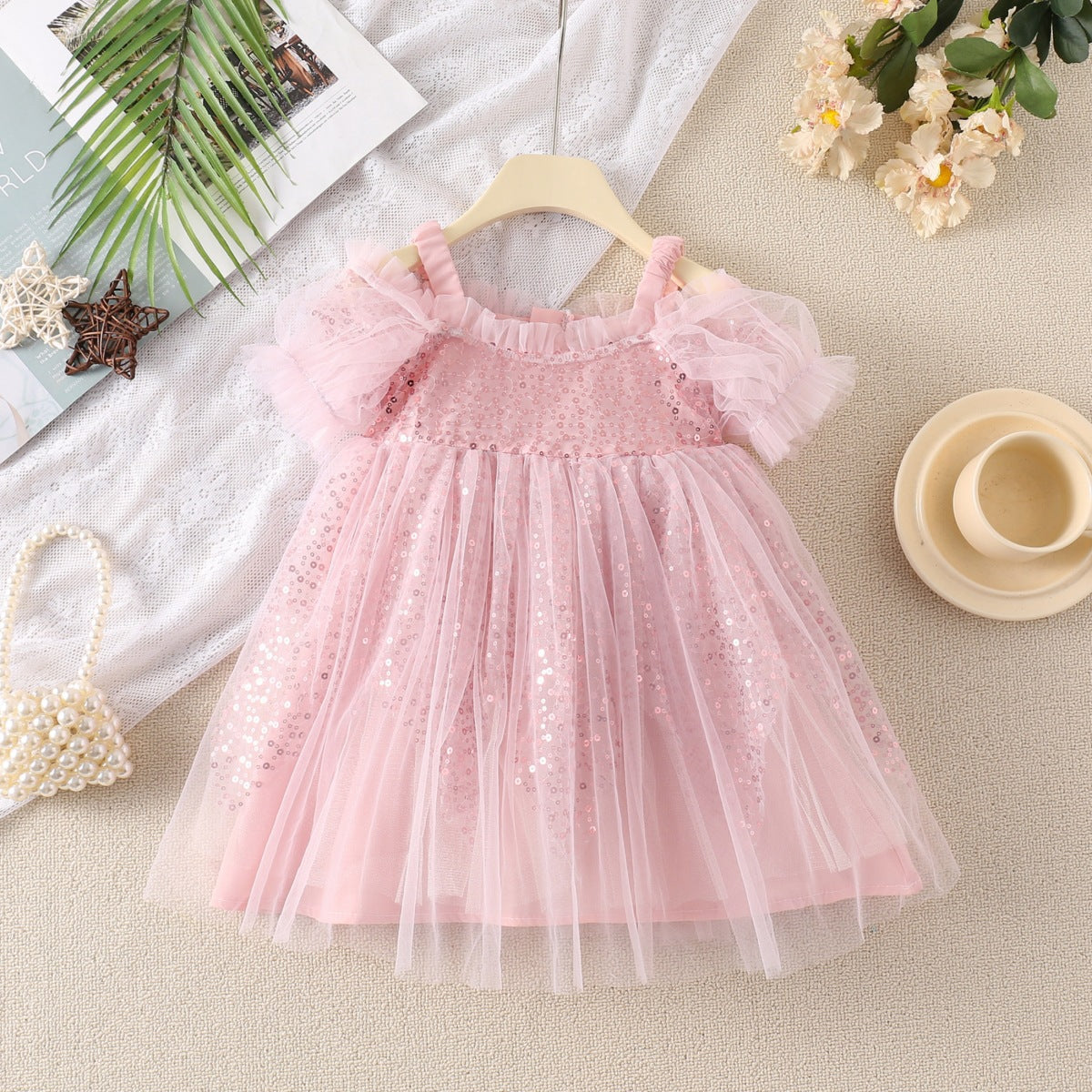 Vestido Infantil Tule Brilhante