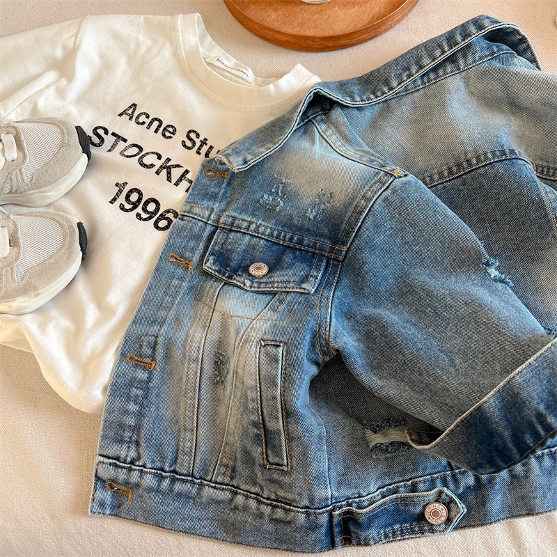 Jaqueta Infantil Jeans Botões e Bolsinhos