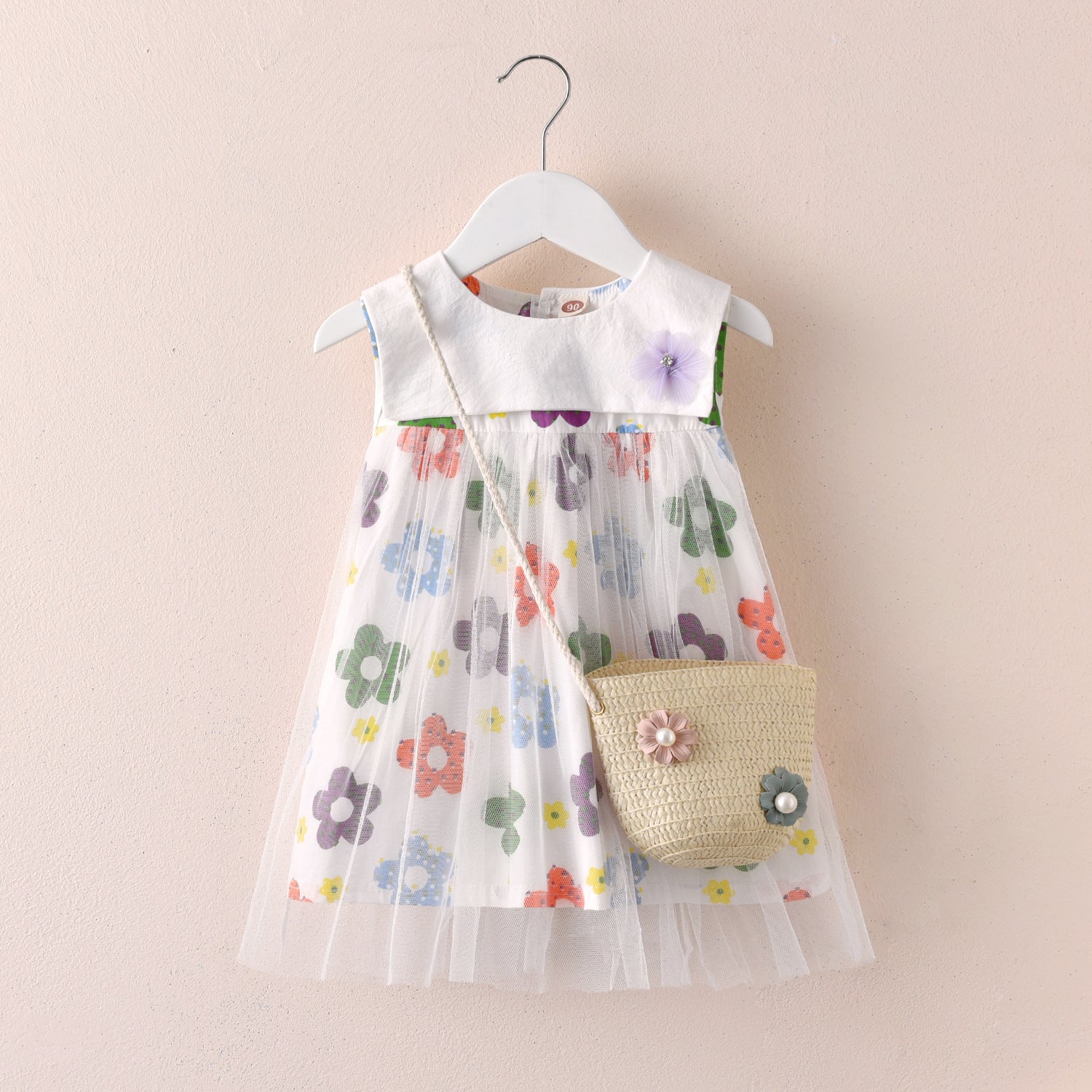 Vestido Infantil Florzinhas e Tule