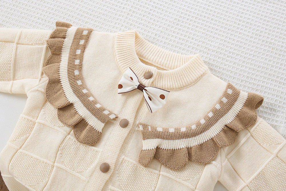 Conjunto Infantil Feminino Tricô Mussi Lacinho