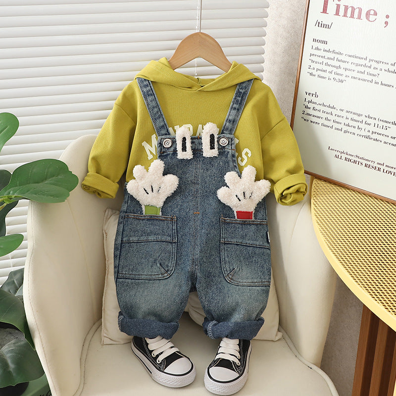 Conjunto Infantil Jardineira Jeans MK Mouse