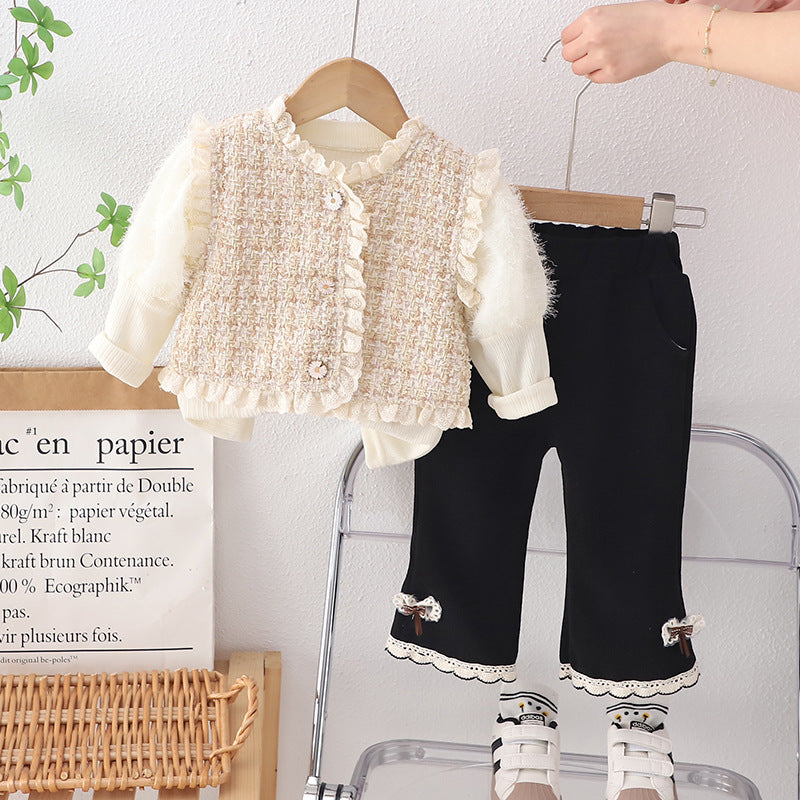 Conjunto Infantil Feminino Tweed 3 Peças