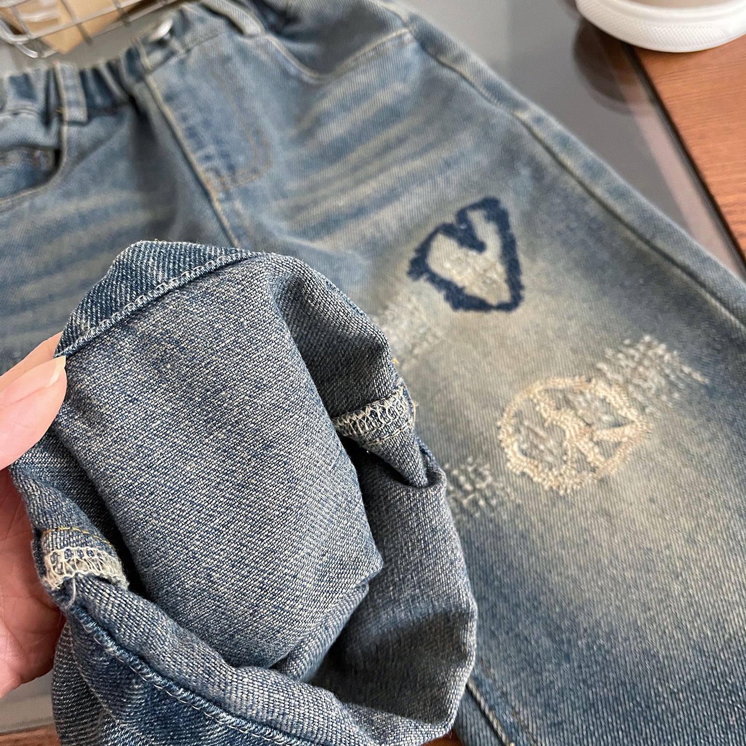 Calça Infantil Jeans Corações