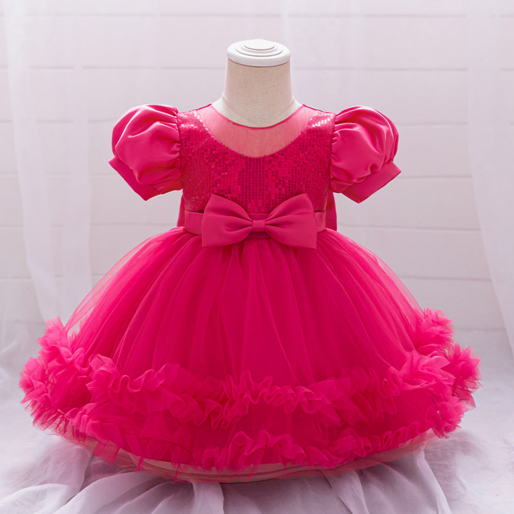 Vestido De Festa Infantil Lantejoulas Lacinho