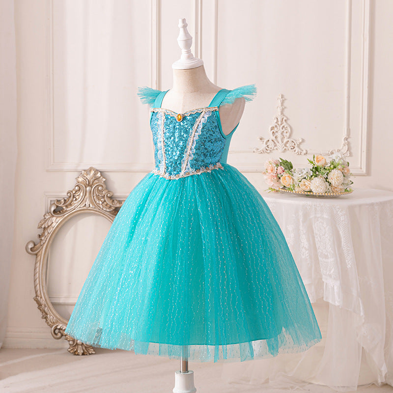 Vestido Infantil Princesa Azul Brilhante