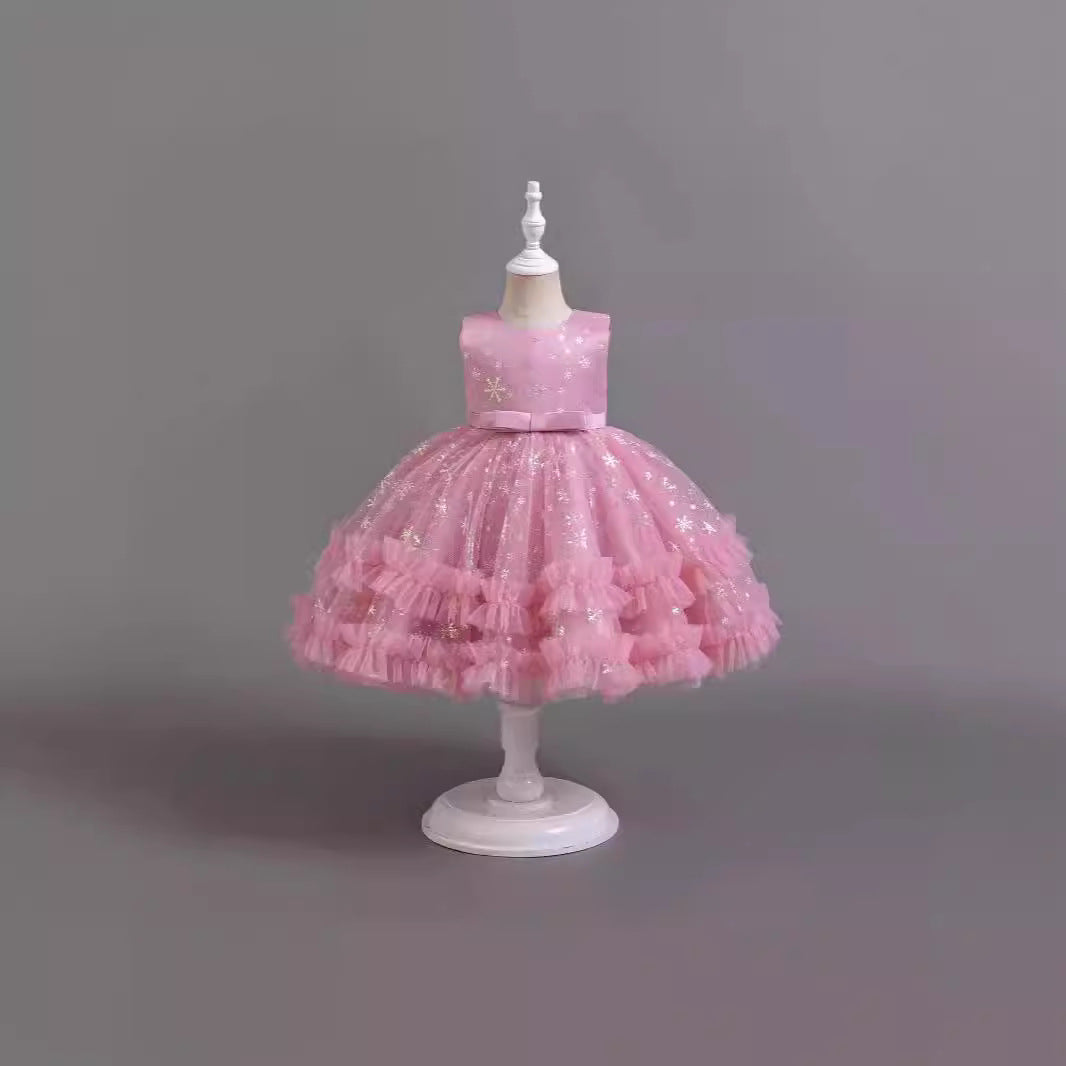 Vestido De Festa Infantil Brilhante Lacinho