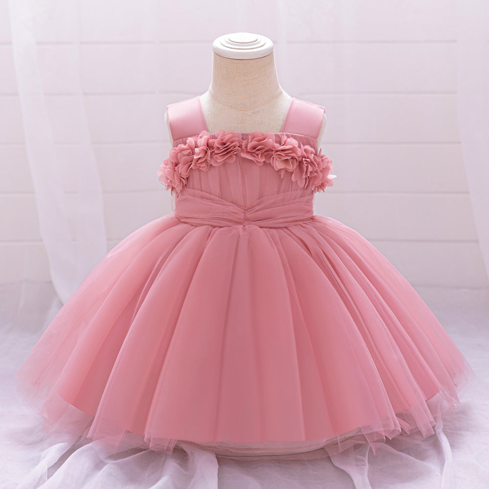 Vestido De Festa Infantil Rose Tule Florzinhas