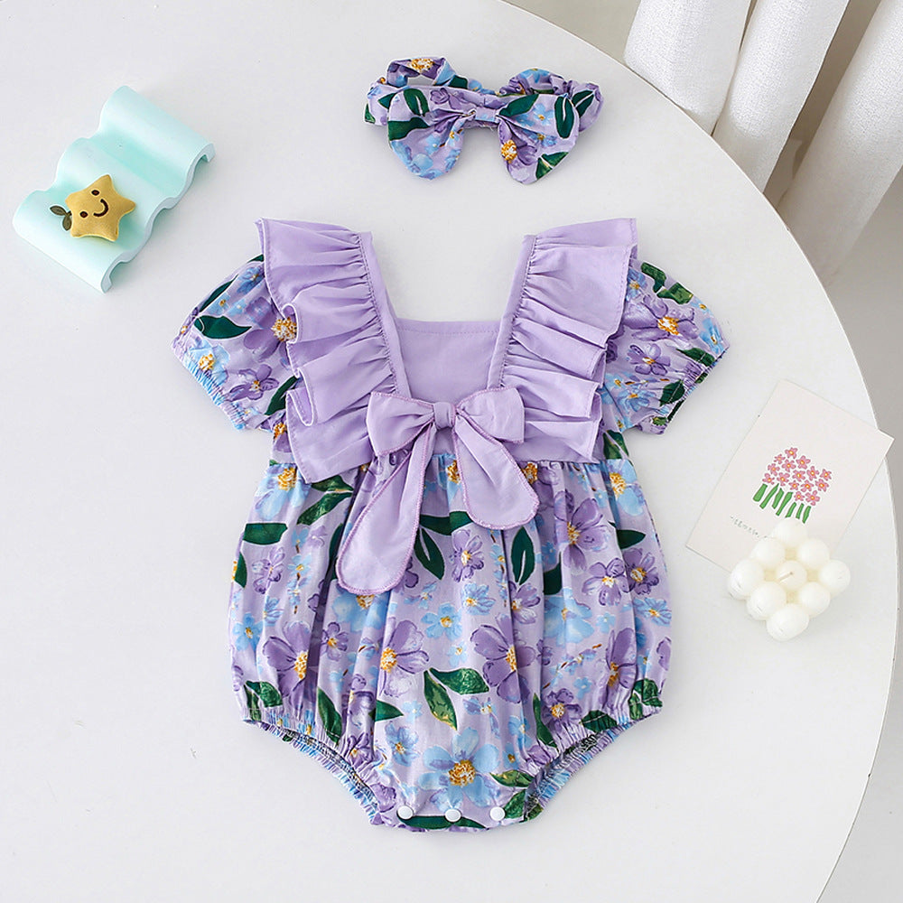 Body Infantil Feminino Floral Lacinho