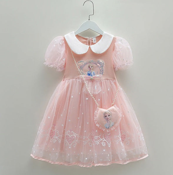 Vestido Infantil Tule Elsa Frozen